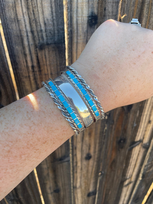 “The Cassidy Stacker” Navajo Sterling Silver & Turquoise Cuffs