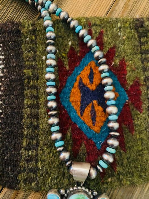 Navajo Sterling Silver & Sonoran Mountain Turquoise Beaded Necklace - Culture Kraze Marketplace.com