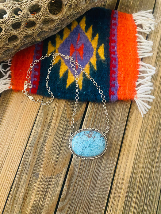 Navajo Sterling Silver & Number 8 Turquoise Necklace - Culture Kraze Marketplace.com