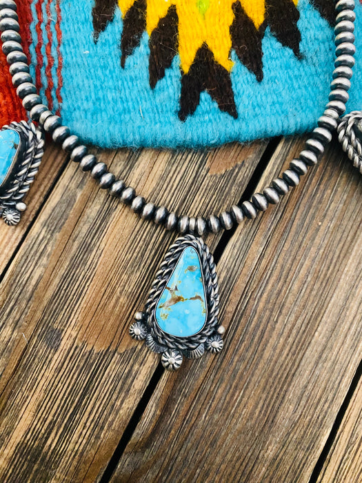 Navajo Sterling Silver & Turquoise Necklace Set by Eli Skeets