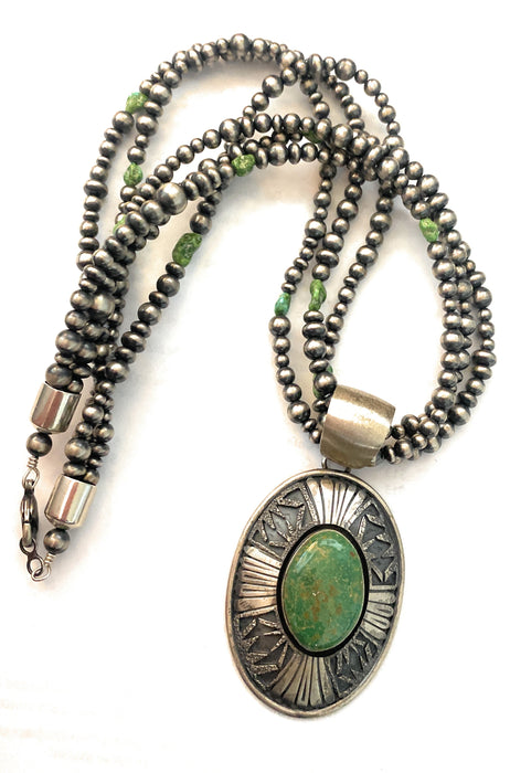 Navajo Sterling Silver & Royston Turquoise Beaded Necklace - Culture Kraze Marketplace.com