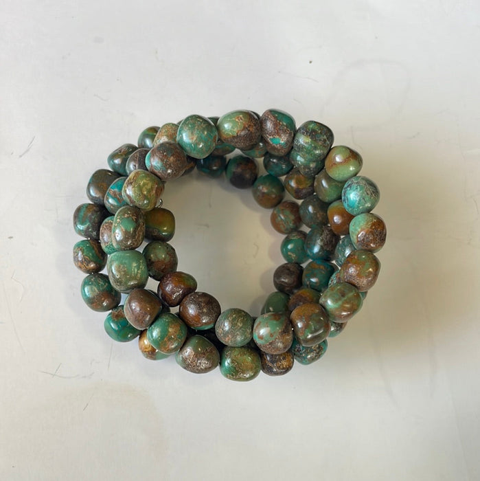 Navajo Turquoise & Sterling Silver Beaded Wrap Bracelet - Culture Kraze Marketplace.com