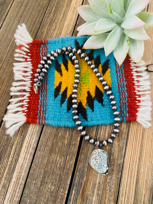 Navajo Sterling Silver & Turquoise Beaded Necklace - Culture Kraze Marketplace.com