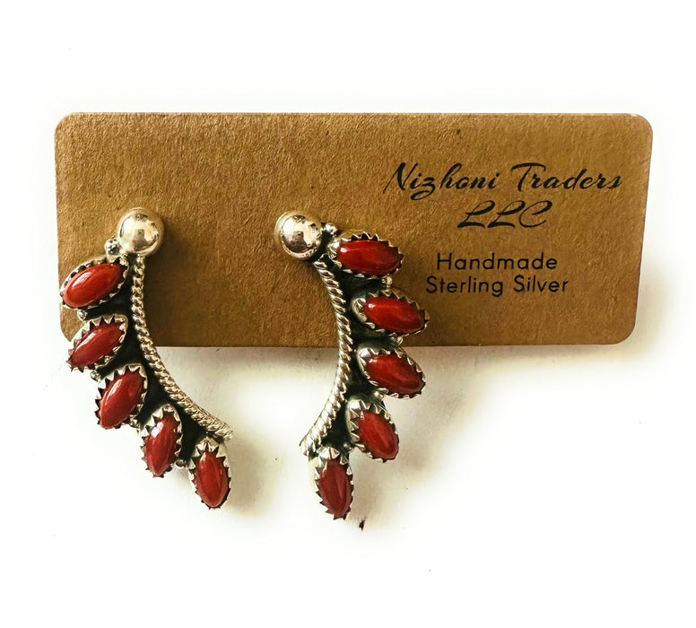 Handmade Coral And Sterling Silver Five Stone Earrings - Culture Kraze Marketplace.com