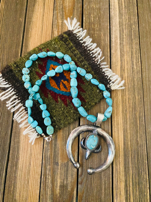 Navajo Sterling Silver & Turquoise Beaded Naja Necklace by Paul Livingston - Culture Kraze Marketplace.com