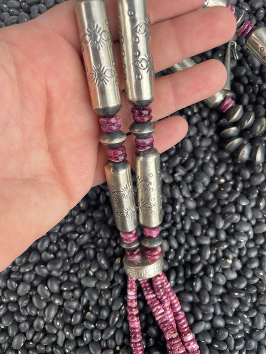 Navajo Purple Spiny Sterling Silver Beaded Necklace Earrings Set - Culture Kraze Marketplace.com