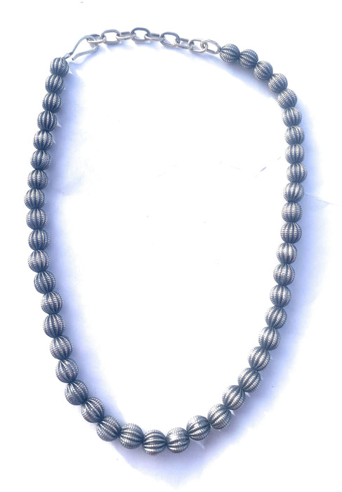 Handmade Sterling Silver 8mm Melon Bead Beaded Necklace - Culture Kraze Marketplace.com