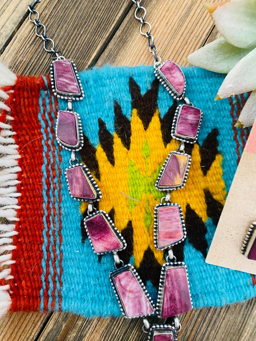 Navajo Sterling Silver & Purple Spiny Lariat Necklace Set - Culture Kraze Marketplace.com