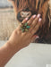 Navajo Jacqueline Silver & Royston Turquoise Flower Ring Size 8.5 Signed - Culture Kraze Marketplace.com