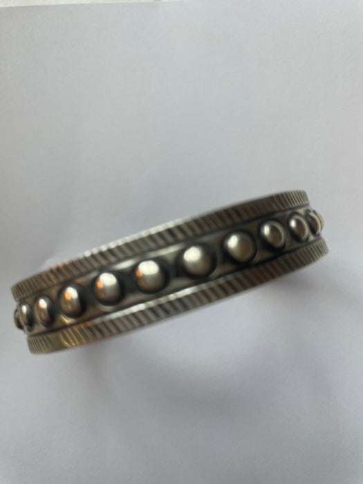 Navajo Sterling Silver Circles Cuff Bracelet Signed