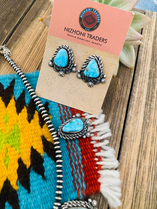 Navajo Sterling Silver & Turquoise Necklace Set by Eli Skeets - Culture Kraze Marketplace.com