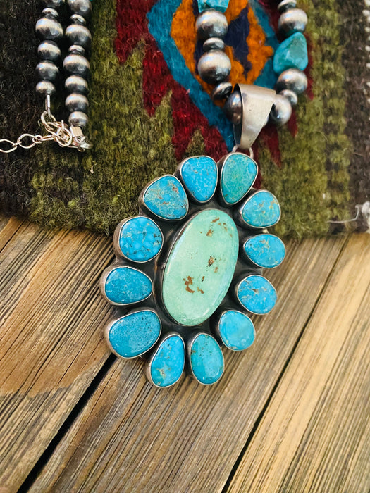 Navajo Sterling Silver & Turquoise Cluster Beaded Necklace - Culture Kraze Marketplace.com