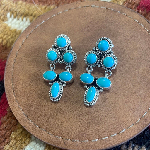 “The Sangria” Navajo Sterling Silver Turquoise Dangle Earrings Signed C Wylie - Culture Kraze Marketplace.com