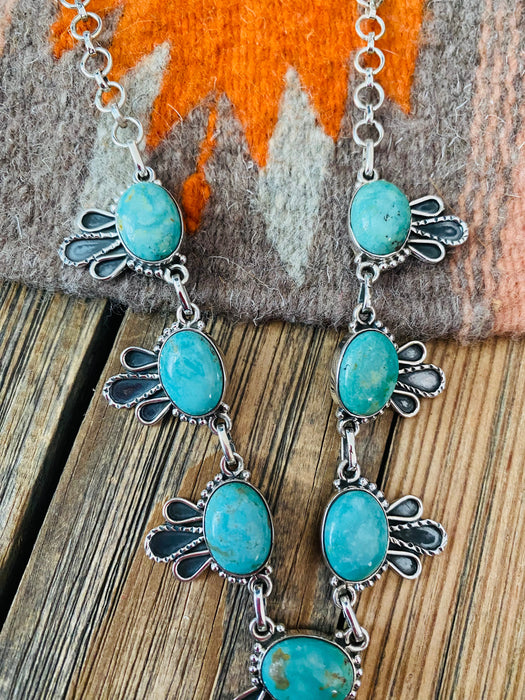 Handmade Sterling Silver & Green Turquoise Necklace Set