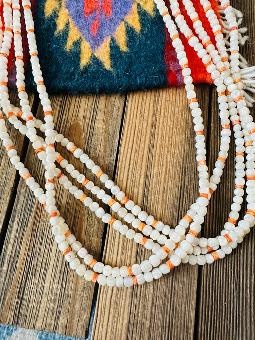 Santo Domingo Mother of Pearl, Spiny & Heishi Beaded Necklace - Culture Kraze Marketplace.com
