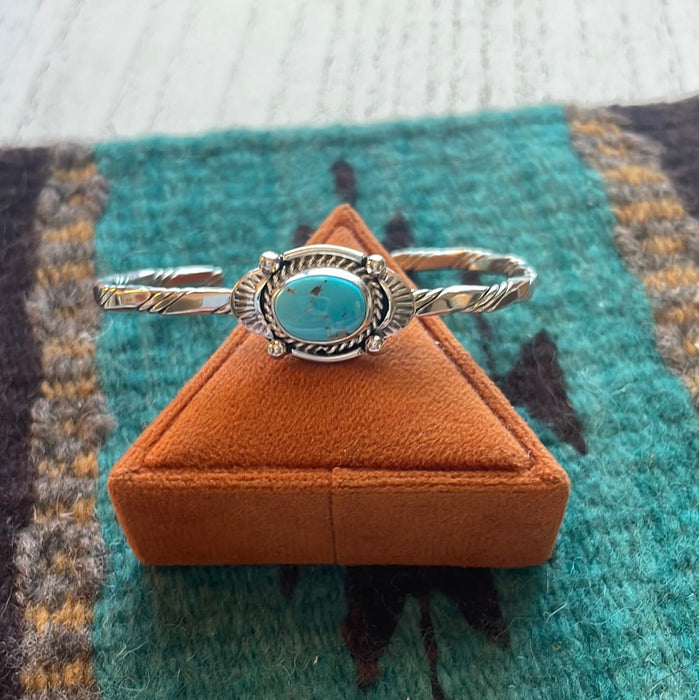 Navajo Adjustable Sterling & Turquoise Cuff Bracelet