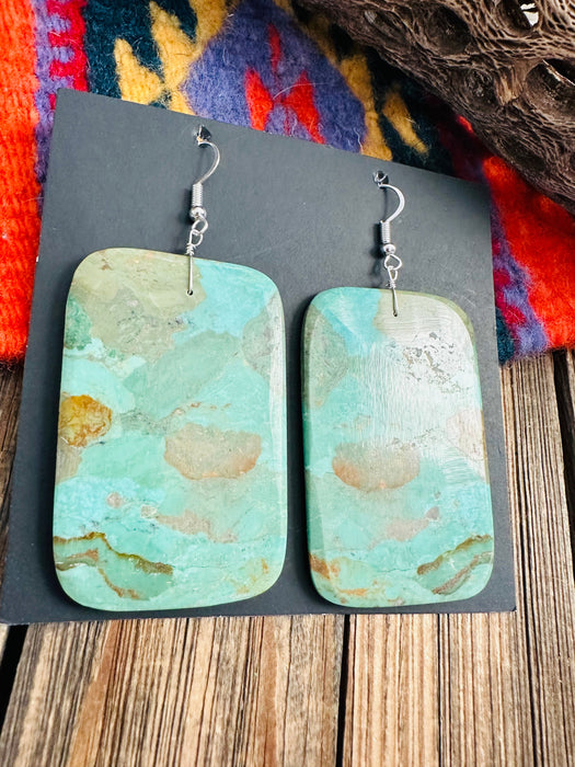 Navajo Sterling Silver & Turquoise Jumbo Slab Dangle Earrings - Culture Kraze Marketplace.com