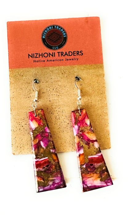 Navajo Sterling Silver & Pink Mojave Slab Dangle Earrings - Culture Kraze Marketplace.com