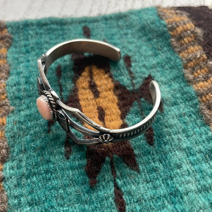 K Billah Navajo Pink Conch & Sterling Silver Adjustable Cuff Bracelet