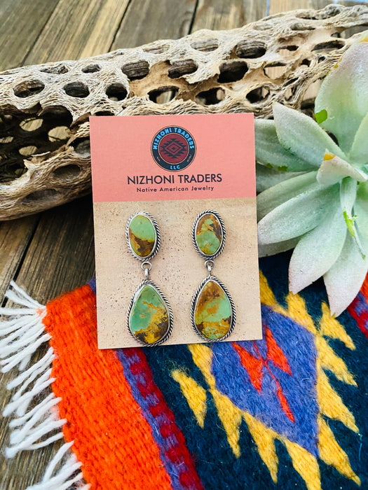 Navajo Royston Turquoise & Sterling Silver Dangle Earrings - Culture Kraze Marketplace.com