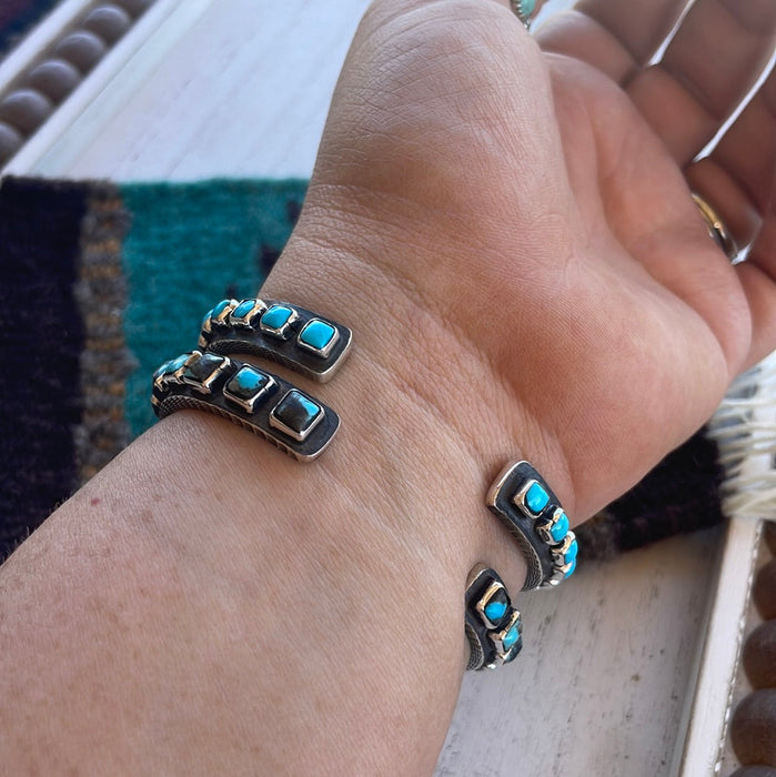 “The Must Have” Navajo Turquoise & Sterling Silver Cuff Bracelet Signed