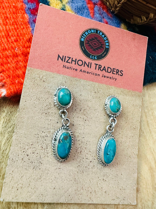 Navajo Sterling Silver & Turquoise Dangle Earrings - Culture Kraze Marketplace.com