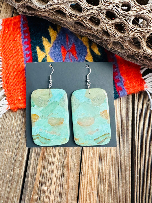 Navajo Sterling Silver & Turquoise Jumbo Slab Dangle Earrings - Culture Kraze Marketplace.com