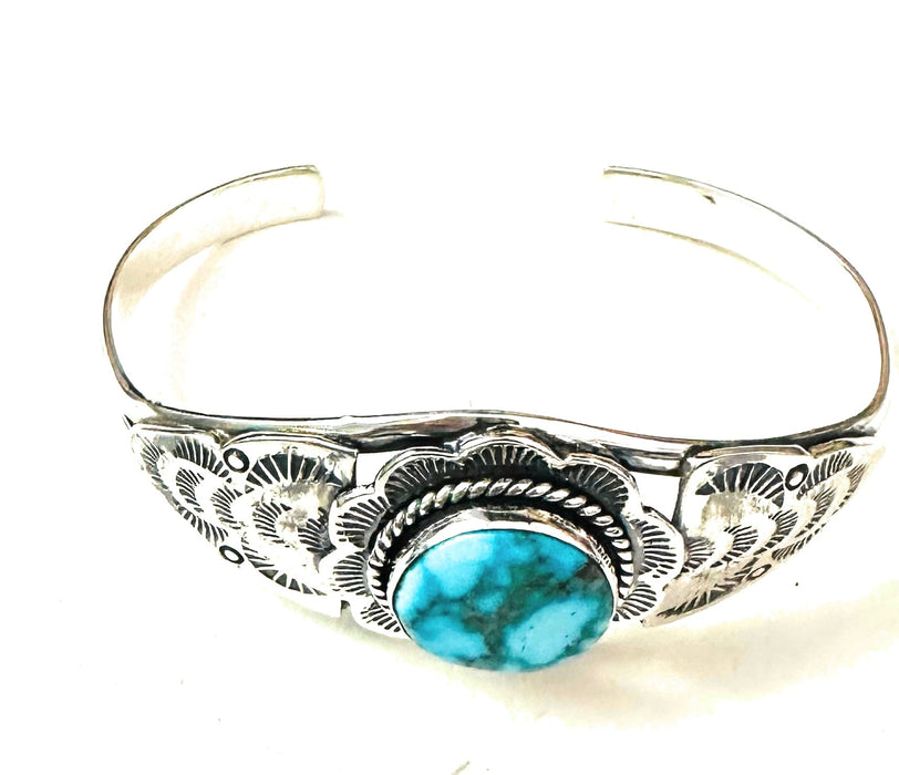 Handmade Sterling Silver & Kingman Turquoise Cuff Bracelet