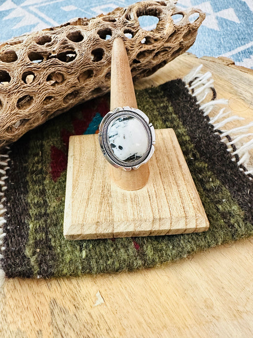 Navajo Sterling Silver & White Buffalo Ring Size 7.25 by Wydell Billie - Culture Kraze Marketplace.com