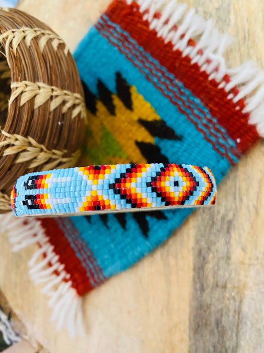 Navajo Made Beaded Leather Bangle Bracelet - Culture Kraze Marketplace.com