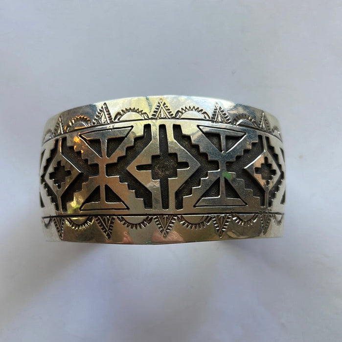 Amazing Navajo Sterling Silver Cuff Bracelet Signed