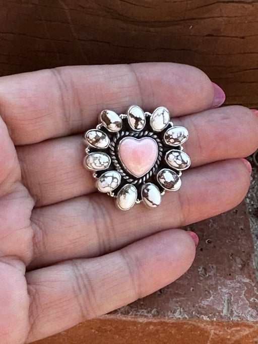 Handmade Pink Conch & Wild Horse Heart Post Earrings - Culture Kraze Marketplace.com