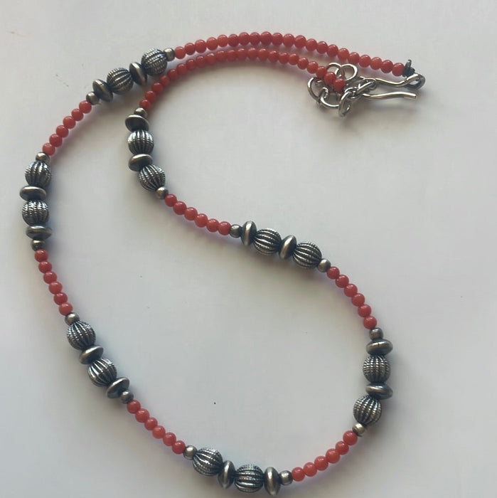 Handmade Beaded Coral & Sterling Silver Necklace - Culture Kraze Marketplace.com
