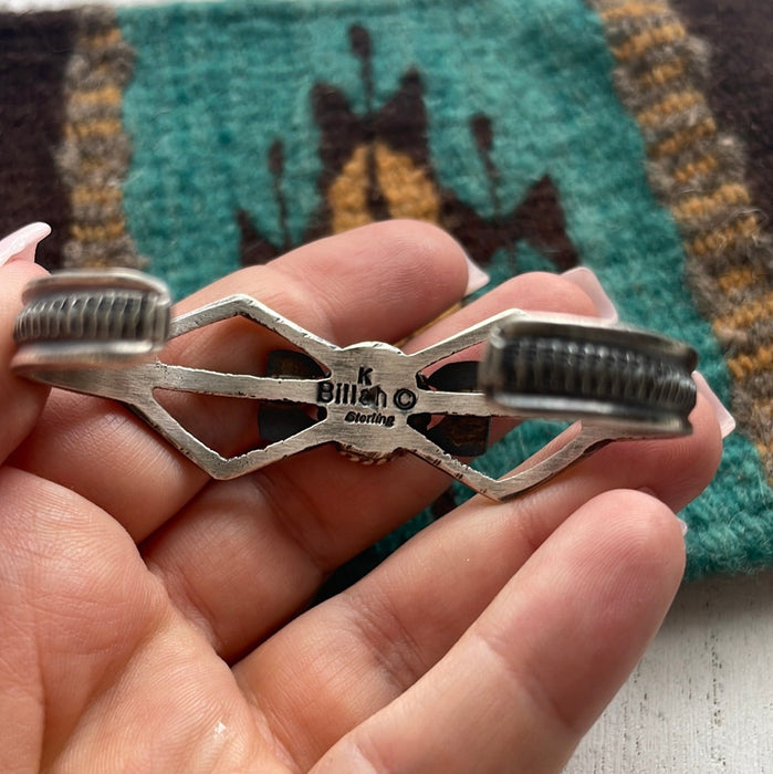 K Billah Navajo Pink Conch & Sterling Silver Adjustable Cuff Bracelet