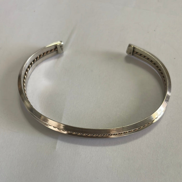 Navajo 12kt Overlay & Sterling Silver Adjustable Cuff Bracelet Signed