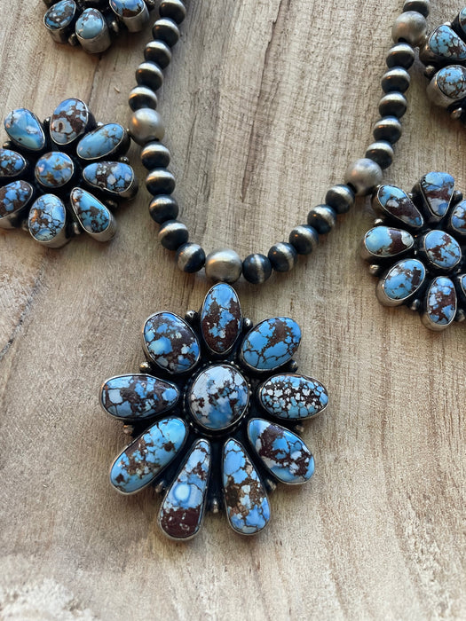 Navajo Golden Hills Turquoise & Sterling Silver Cluster Necklace by Sheila Becenti - Culture Kraze Marketplace.com