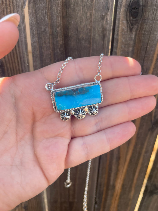 Handmade Sterling Silver Turquoise Bar Necklaces