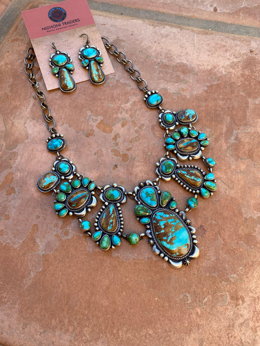 Diane Wyllie Ribbon and Sonoran Turquoise Necklace and Earring Set Signed