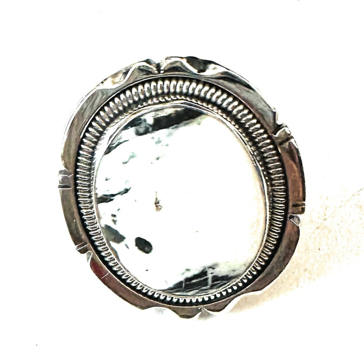 Navajo Sterling Silver & White Buffalo Ring Size 7.25 by Wydell Billie - Culture Kraze Marketplace.com