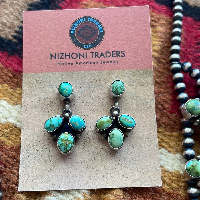 Navajo Sonoran Turquoise & Sterling Squash Blossom Set Signed Kathleen G - Culture Kraze Marketplace.com