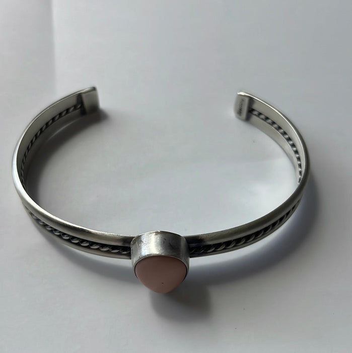 Navajo Tear Drop Pink Conch & Sterling Silver Cuff Bracelet