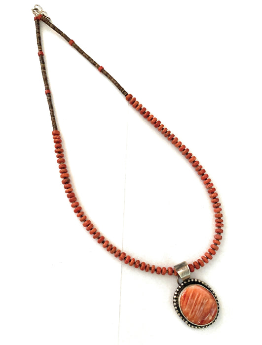 Navajo Sterling Silver & Spiny Beaded Necklace - Culture Kraze Marketplace.com