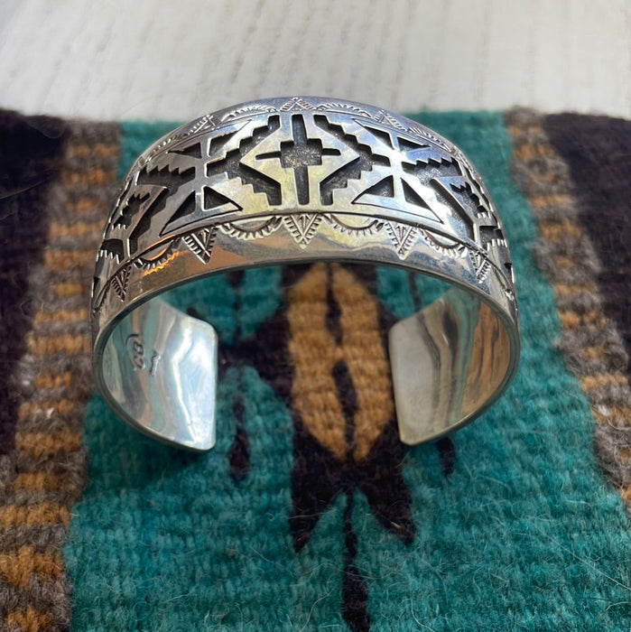 Amazing Navajo Sterling Silver Cuff Bracelet Signed