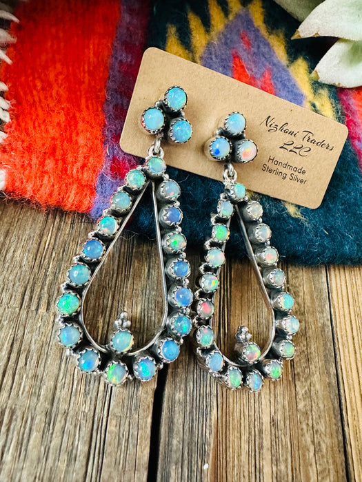 Handmade Fire Opal and Silver Silver Dangle Earrings - Culture Kraze Marketplace.com