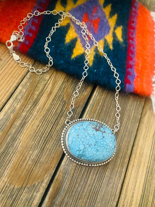 Navajo Sterling Silver & Number 8 Turquoise Necklace - Culture Kraze Marketplace.com