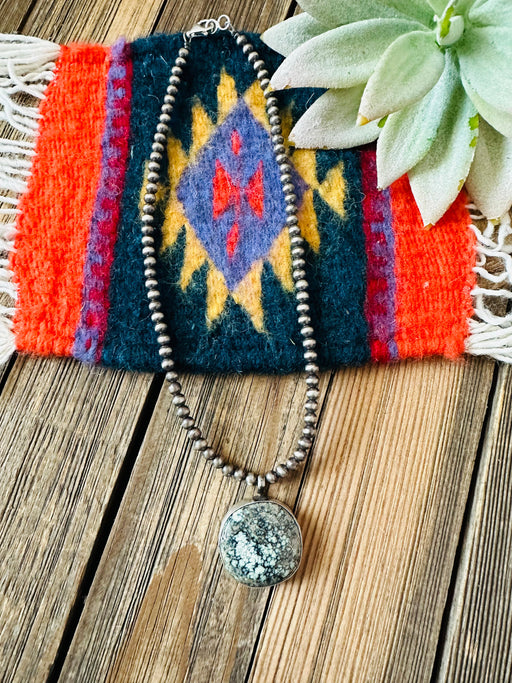Navajo Sterling Silver Pearl & Turquoise Beaded Necklace - Culture Kraze Marketplace.com