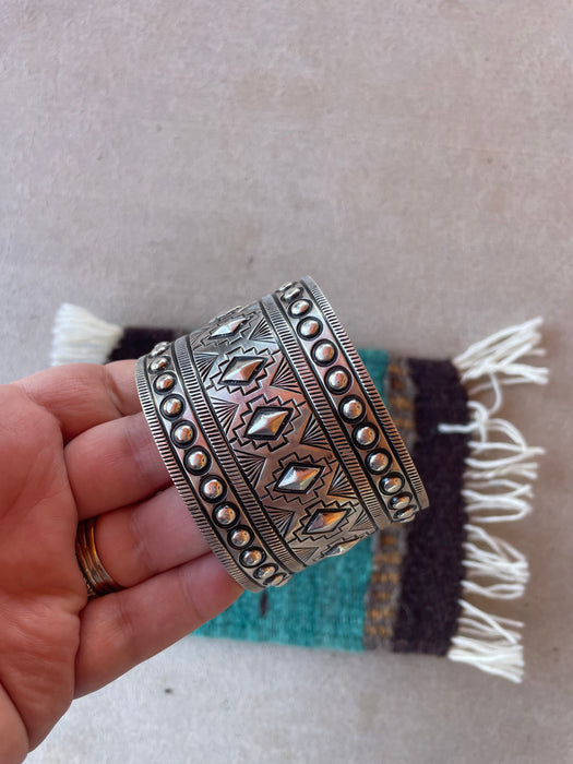 Glynn Livingston Navajo Sterling Silver Cuff Bracelet Signed