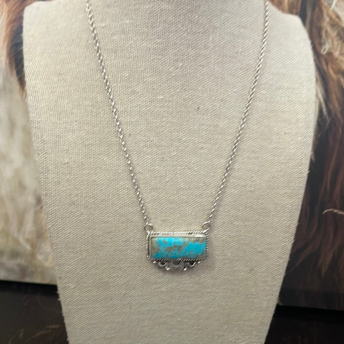 Handmade Sterling Silver Turquoise Bar Necklaces