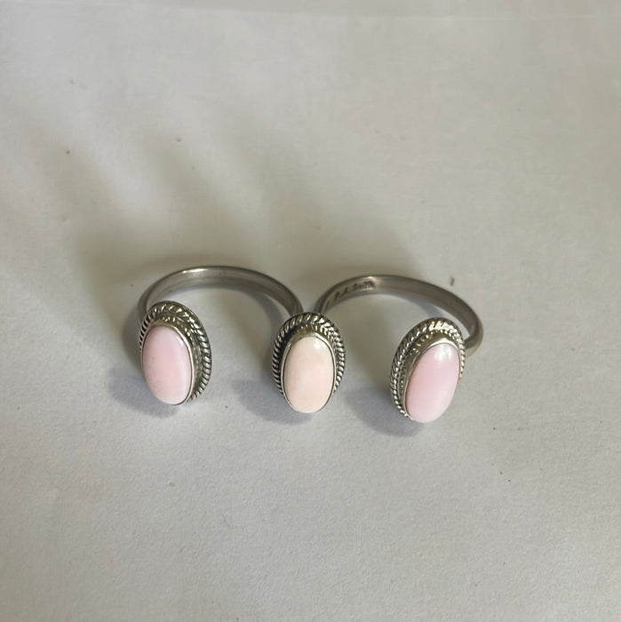 “The Triple Threat” Navajo Pink Conch And Sterling Silver Adjustable Ring Signed P.A Smith - Culture Kraze Marketplace.com