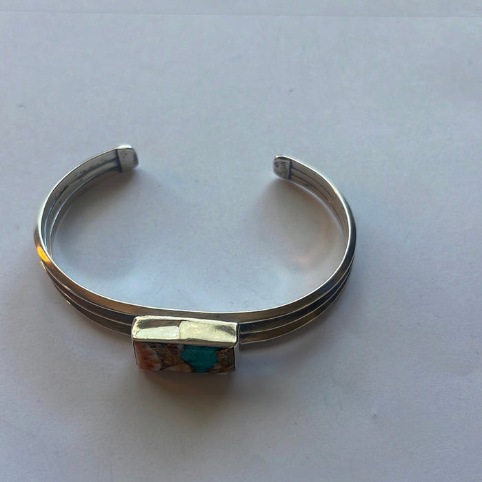 Navajo Spice And Sterling Silver Bar Adjustable Bracelet Cuff